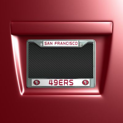 Rico Industries NFL Football San Francisco 49ers Premium 12" x 6" Chrome Frame With Plastic Inserts - Car/Truck/SUV Automobile Accessory Image 1