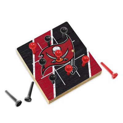 Rico Industries NFL Football Tampa Bay Buccaneers  4.25" x 4.25" Wooden Travel Sized Tic Tac Toe Game - Toy Peg Games - Family Fun Image 1