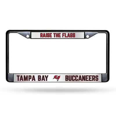 Rico Industries NFL Football Tampa Bay Buccaneers Black Game Day Black Chrome Frame with Printed Inserts 12" x 6" Car/Truck Auto Accessory Image 1