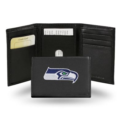 Rico Industries NFL Seattle Seahawks Embroidered Genuine Leather Tri-fold Wallet 3.25" x 4.25" - Slim Image 1