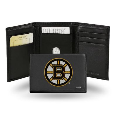 Rico Industries NHL Boston Bruins Embroidered Genuine Leather Tri-fold Wallet 3.25" x 4.25" - Slim Image 1