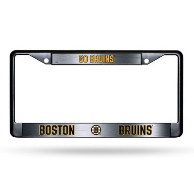 Rico Industries NHL Hockey Boston Bruins Black Game Day Black Chrome Frame with Printed Inserts 12" x 6" Car/Truck Auto Accessory Image 1