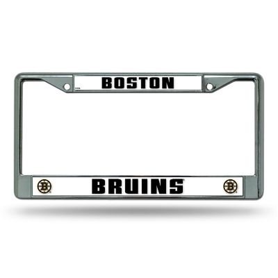 Rico Industries NHL Hockey Boston Bruins Premium 12" x 6" Chrome Frame With Plastic Inserts - Car/Truck/SUV Automobile Accessory Image 1