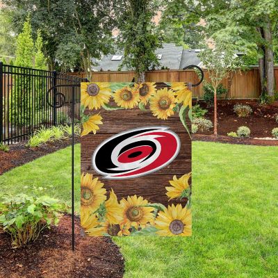Rico Industries NHL Hockey Carolina Hurricanes Sunflower Spring 13" x 18" Double Sided Garden Flag Image 2