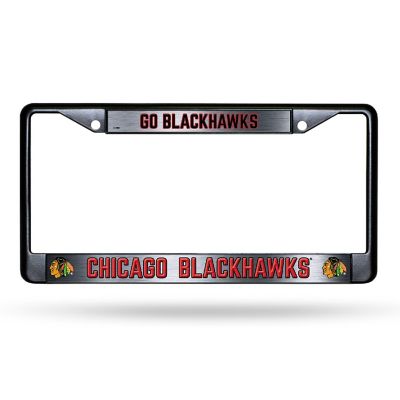 Rico Industries NHL Hockey Chicago Blackhawks Black Game Day Black Chrome Frame with Printed Inserts 12" x 6" Car/Truck Auto Accessory Image 1