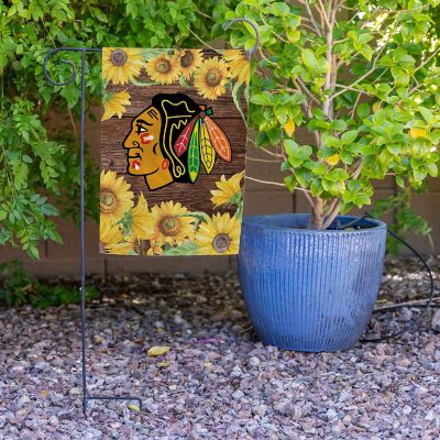 Rico Industries NHL Hockey Chicago Blackhawks Sunflower Spring 13" x 18" Double Sided Garden Flag Image 3