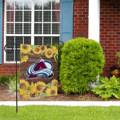 Rico Industries NHL Hockey Colorado Avalanche Sunflower Spring 13" x 18" Double Sided Garden Flag Image 1