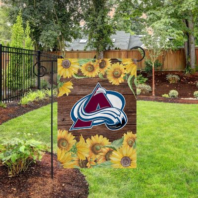 Rico Industries NHL Hockey Colorado Avalanche Sunflower Spring 13" x 18" Double Sided Garden Flag Image 2