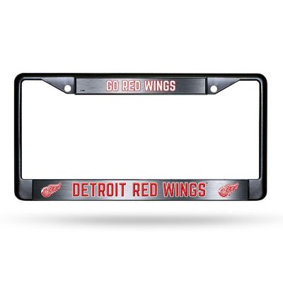 Rico Industries NHL Hockey Detroit Red Wings Black Game Day Black Chrome Frame with Printed Inserts 12" x 6" Car/Truck Auto Accessory Image 1
