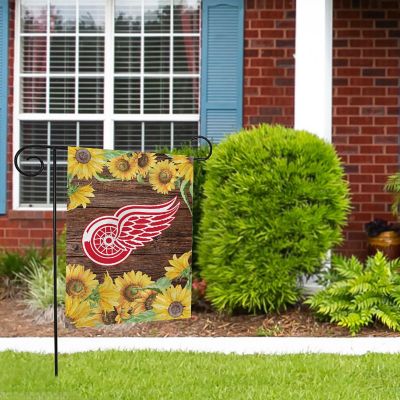 Rico Industries NHL Hockey Detroit Red Wings Sunflower Spring 13" x 18" Double Sided Garden Flag Image 1