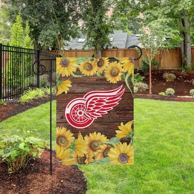 Rico Industries NHL Hockey Detroit Red Wings Sunflower Spring 13" x 18" Double Sided Garden Flag Image 2