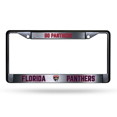 Rico Industries NHL Hockey Florida Panthers Black Game Day Black Chrome Frame with Printed Inserts 12" x 6" Car/Truck Auto Accessory Image 1