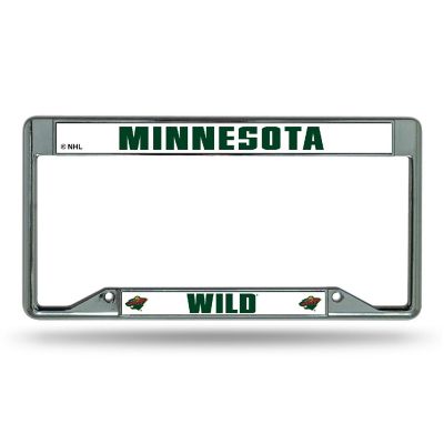 Rico Industries NHL Hockey Minnesota Wild Premium 12" x 6" Chrome Frame With Plastic Inserts - Car/Truck/SUV Automobile Accessory Image 1