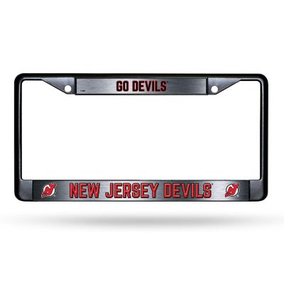 Rico Industries NHL Hockey New Jersey Devils Black Game Day Black Chrome Frame with Printed Inserts 12" x 6" Car/Truck Auto Accessory Image 1