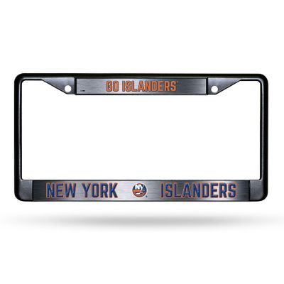 Rico Industries NHL Hockey New York Islanders Black Game Day Black Chrome Frame with Printed Inserts 12" x 6" Car/Truck Auto Accessory Image 1