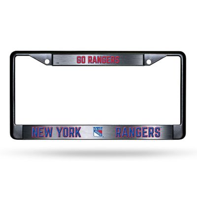 Rico Industries NHL Hockey New York Rangers Black Game Day Black Chrome Frame with Printed Inserts 12" x 6" Car/Truck Auto Accessory Image 1