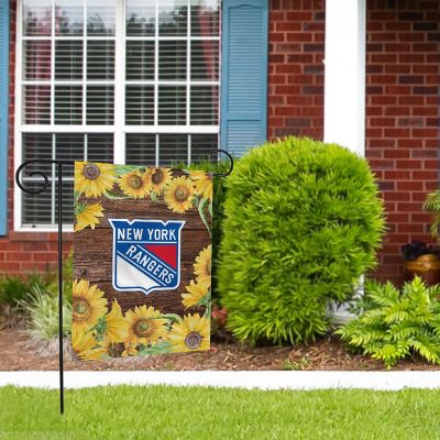 Rico Industries NHL Hockey New York Rangers Sunflower Spring 13" x 18" Double Sided Garden Flag Image 1