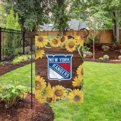 Rico Industries NHL Hockey New York Rangers Sunflower Spring 13" x 18" Double Sided Garden Flag Image 2