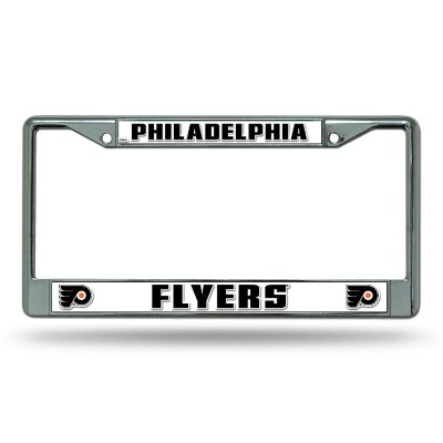 Rico Industries NHL Hockey Philadelphia Flyers Premium 12" x 6" Chrome Frame With Plastic Inserts - Car/Truck/SUV Automobile Accessory Image 1