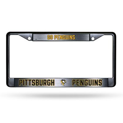 Rico Industries NHL Hockey Pittsburgh Penguins Black Game Day Black Chrome Frame with Printed Inserts 12" x 6" Car/Truck Auto Accessory Image 1