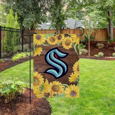 Rico Industries NHL Hockey Seattle Kraken Sunflower Spring 13" x 18" Double Sided Garden Flag Image 2