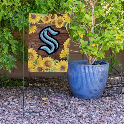 Rico Industries NHL Hockey Seattle Kraken Sunflower Spring 13" x 18" Double Sided Garden Flag Image 3