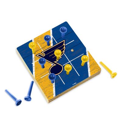 Rico Industries NHL Hockey St. Louis Blues  4.25" x 4.25" Wooden Travel Sized Tic Tac Toe Game - Toy Peg Games - Family Fun Image 1