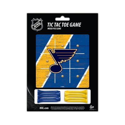 Rico Industries NHL Hockey St. Louis Blues  4.25" x 4.25" Wooden Travel Sized Tic Tac Toe Game - Toy Peg Games - Family Fun Image 2