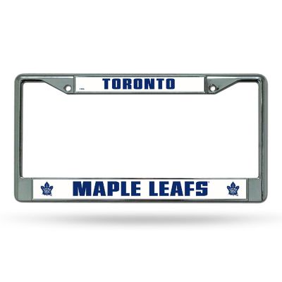 Rico Industries NHL Hockey Toronto Maple Leafs Premium 12" x 6" Chrome Frame With Plastic Inserts - Car/Truck/SUV Automobile Accessory Image 1