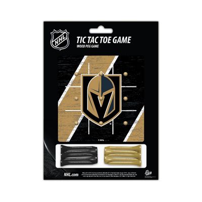 Rico Industries NHL Hockey Vegas Golden Knights  4.25" x 4.25" Wooden Travel Sized Tic Tac Toe Game - Toy Peg Games - Family Fun Image 2
