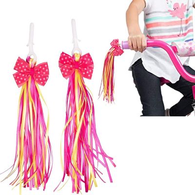 Ride Along Dolly Bike Handlebar Streamers (2 pk) - Girls Bicycle Scooter Bow Design Streamers - Easy Attachment to Cycle's Handlebars Fits Most Bikes - Cute Pin Image 1