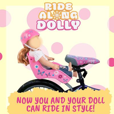 Ride Along Dolly Doll Bicycle Seat Bike Seat (Purple) with Decorate Yourself Decals (Fits Standard Sized Dolls and Stuffed Animals) - Purple Image 1
