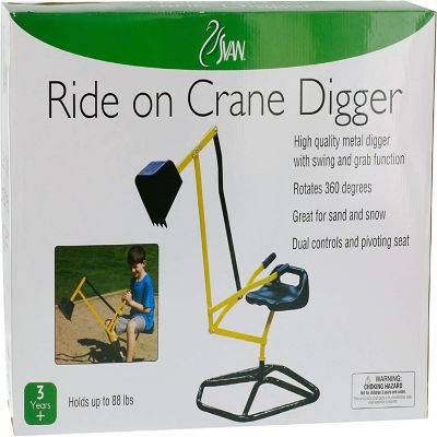Ride on Crane Digger with Stabilizing Base - Kids Digging Outdoor Play Toy- Swing and Grab Function, Rotates 360- Use in Sandbox, Dirt, Snow, More Image 2
