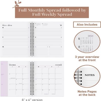 Rileys 2023-2024 18-Month Academic Weekly Planner - Academic Weekly & Monthly Agenda Planner, Flexible Cover, Notes Pages (8 x 6 inches, Lilac) Image 3