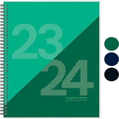 Rileys 2023-2024 18-Month Academic Weekly Planner - Geographic Weekly & Monthly Agenda Planner, Flexible Cover, Notes Pages (8.5 x 11 inches, Green) Image 1