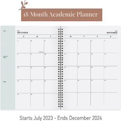 Rileys 2023-2024 18-Month Academic Weekly Planner - Geographic Weekly & Monthly Agenda Planner, Flexible Cover, Notes Pages (8.5 x 11 inches, Green) Image 2
