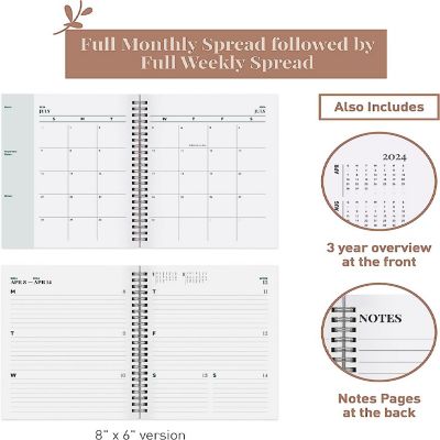 Rileys 2023-2024 18-Month Academic Weekly Planner - Geographic Weekly & Monthly Agenda Planner, Flexible Cover, Notes Pages (8 x 6 inches, Green) Image 3