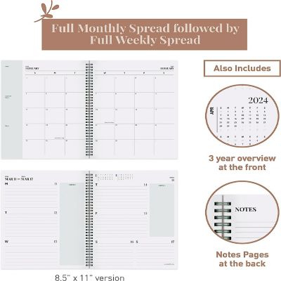 Rileys 2023-2024 18-Month Academic Weekly Planner - Typographic Weekly & Monthly Agenda Planner (8.5 x 11 inches, Green) Image 3