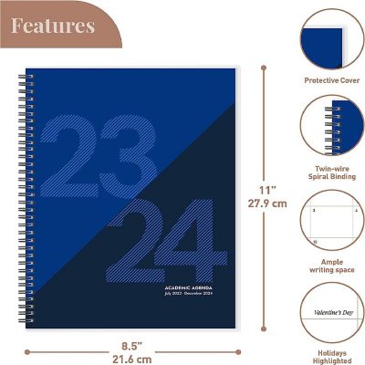 Rileys 2024-2025 18-Month Academic Weekly Planner - Geographic Weekly & Monthly Agenda Planner, Flexible Cover, Notes Pages (8.5 x 11 inches, Blue) Image 1