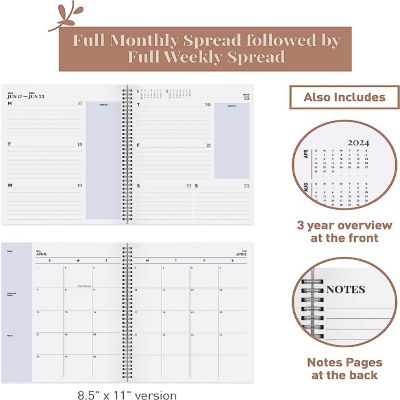 Rileys 2024-2025 18-Month Academic Weekly Planner - Geographic Weekly & Monthly Agenda Planner, Flexible Cover, Notes Pages (8.5 x 11 inches, Blue) Image 3