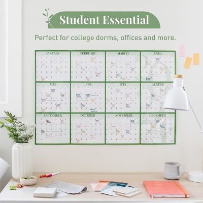 Rileys & Co 2024 Large Annual Erasable Laminated Wall Calendar, Jan 2024 - Dec 2024, 24 x 36 Inch, 2-Sided Reversible Vertical/Horizontal (Green) Image 3