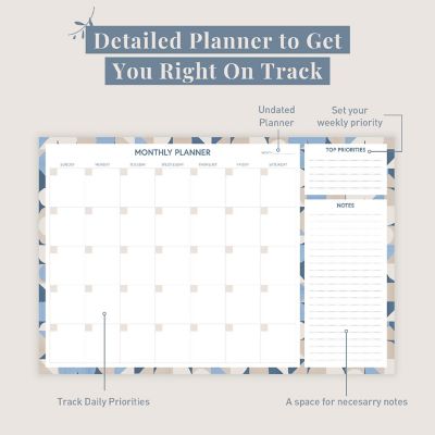 Rileys & Co Monthly Planner Desk Pad with 52 Tearaway Sheets (Abstract Geometric) Image 2