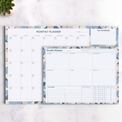 Rileys & Co Monthly Planner Desk Pad with 52 Tearaway Sheets (Abstract Geometric) Image 3