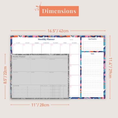 Rileys & Co Monthly Planner Desk Pad with 52 Tearaway Sheets (Blue Geometric) Image 1