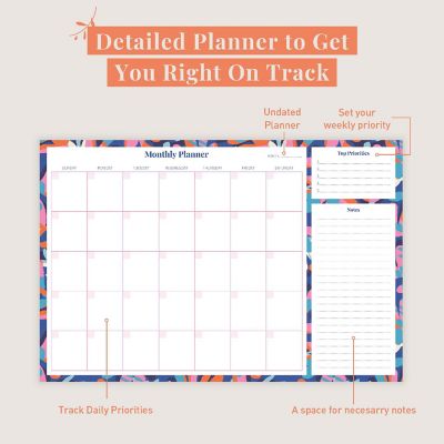 Rileys & Co Monthly Planner Desk Pad with 52 Tearaway Sheets (Blue Geometric) Image 2