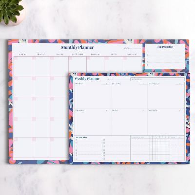 Rileys & Co Monthly Planner Desk Pad with 52 Tearaway Sheets (Blue Geometric) Image 3