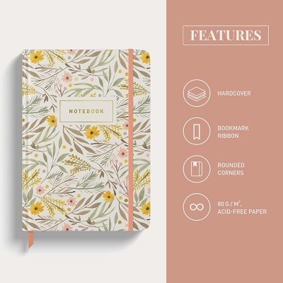 Rileys & Co Notebook Journal for Work and School - Lined Journal 8 x 6 Inches - Gold Foil Cover - 240 Pages - Floral Image 2