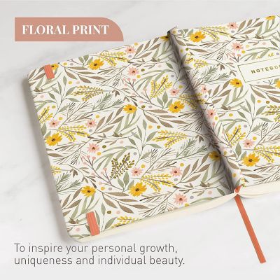 Rileys & Co Notebook Journal for Work and School - Lined Journal 8 x 6 Inches - Gold Foil Cover - 240 Pages - Floral Image 3