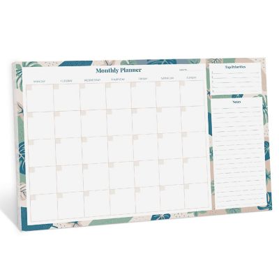 Rileys & Co Undated Monthly Calendar Planner, 16.5 x 11.4 in, Floral Print, Monthly Desk Pad, Tearsheet To Do list planner Image 1