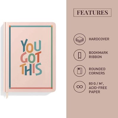 Rileys Co Dotted Journal Notebook 8x6 Inches, You Got This Motivational Journal Image 2